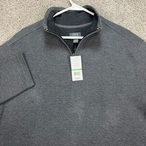 Joseph Abboud Mens L Heather Gray Ribbed 1/4 Zip Pullover Sweater Joe NEW‎ FLAW
